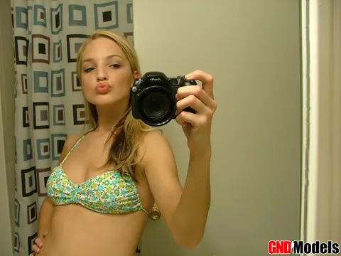 Blonde Snaps Mirror Selfies in a Bikini and Spreads – photo 7 of 12