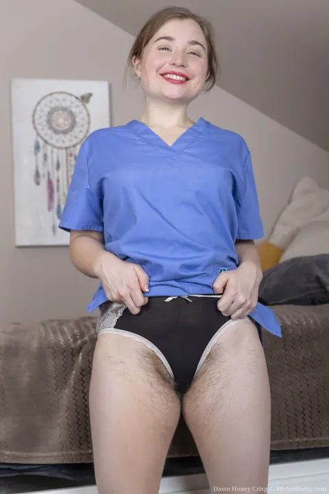 Dawn Honey Crisp: Brunette in Uniform Strips to Show Hairy Crotch and Big Ass – photo 6 of 20