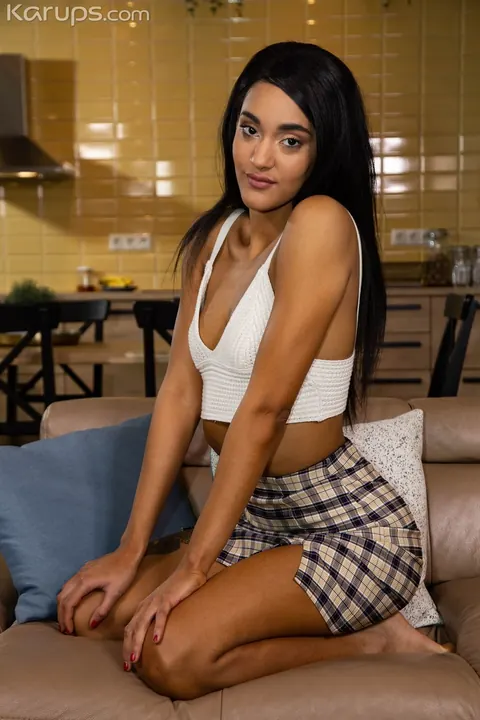 Capri Lmonde: Tanned Latina with Small Tits Spreads Her Pussy Wide – photo 1 of 21
