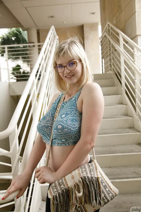 Vicky Chandler: Curvy Blonde MILF Flaunts Her Big Tits in Panties and Glasses Outdoors – photo 8 of 12