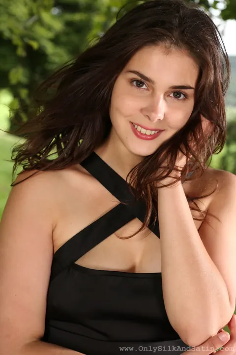 Amelie Belain: Brunette Strips Out of Her Pantyhose and Skirt Outdoors – photo 2 of 21