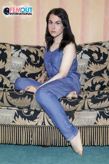 Brunette Trans Woman Strips Out of Her Stockings and Masturbates