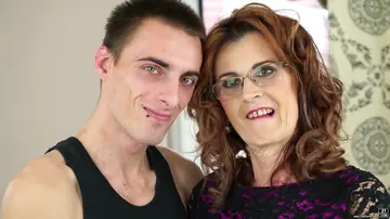 Brunette Granny in Stockings and Glasses Rides for a Cumshot