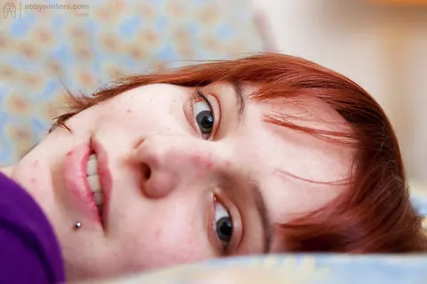 Felicity C: Short-Haired Redhead in Lingerie Strips and Spreads Her Hairy Pussy – photo 2 of 16