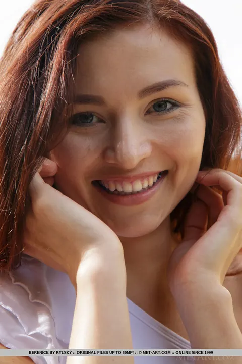 European Redhead Bares and Spreads on Outdoor Stairs – photo 1 of 18