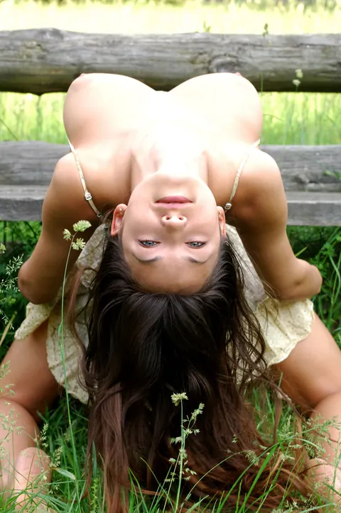 Busty Woman Strips Out of Her Dress Outdoors – photo 16 of 20