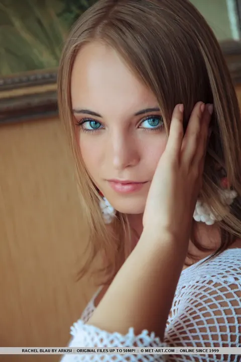 Rachel Blau: Slim European Blonde in Fishnet Spreads Her Shaved Pussy – photo 1 of 18