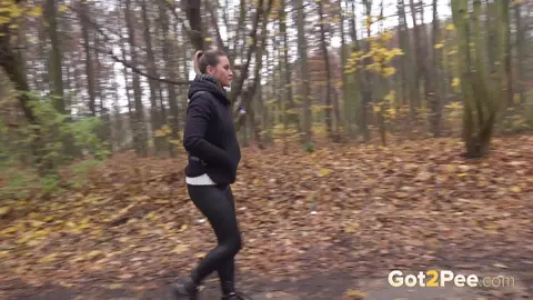 Naomi Bennet: Czech Brunette in Leather Pees on a Forest Path – photo 14 of 15
