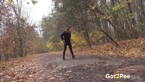 Naomi Bennet: Czech Brunette in Leather Pees on a Forest Path – photo 13 of 15