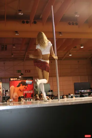 Erica Fontes – Slim Blonde in Heels and Costume Strips for Lap Dance