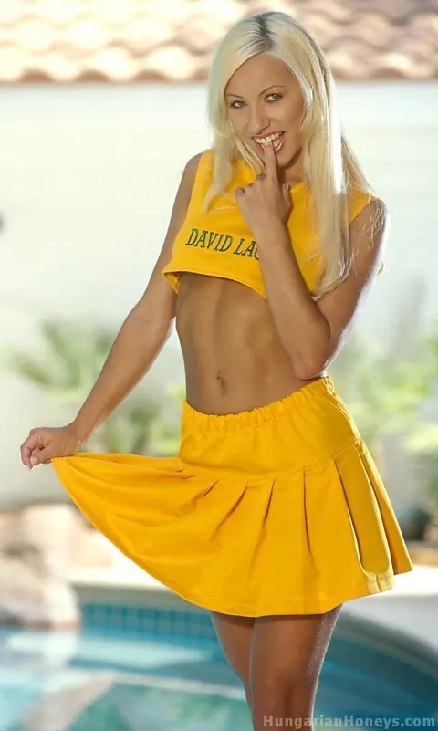 Pantera: Russian Blonde with Big Tits Strips Out of Her Uniform Poolside – photo 4 of 20