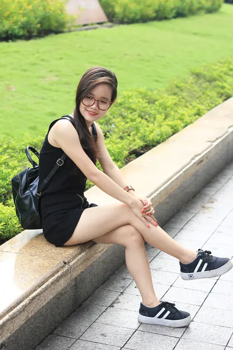 Petite Asian Brunette Flashes Her Body in a Dress Outdoors – photo 15 of 20