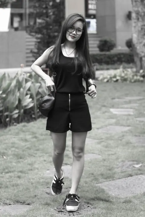 Petite Asian Brunette Flashes Her Body in a Dress Outdoors – photo 7 of 20