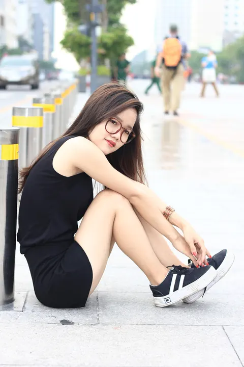 Petite Asian Brunette Flashes Her Body in a Dress Outdoors – photo 1 of 20