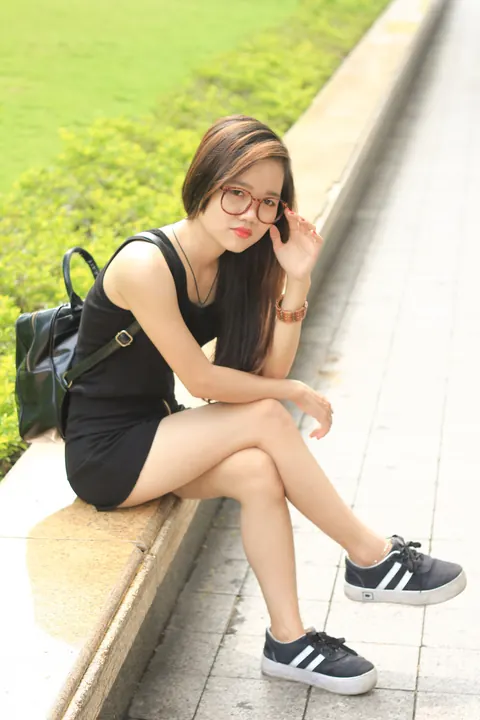 Petite Asian Brunette Flashes Her Body in a Dress Outdoors – photo 17 of 20