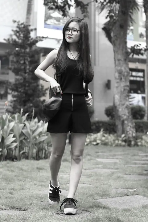 Petite Asian Brunette Flashes Her Body in a Dress Outdoors – photo 6 of 20