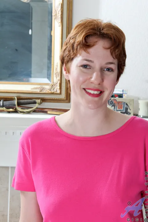 Short-Haired Redhead MILF Uses a Dildo and Spreads Her Pussy – photo 1 of 20
