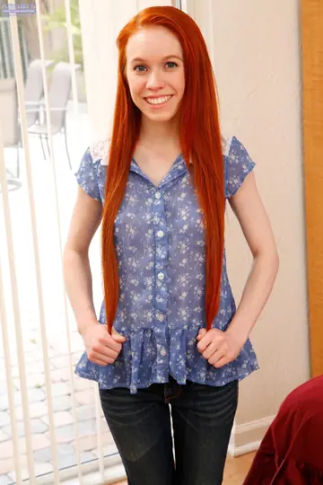 Petite Redhead Strips Out of Her Jeans and Fingers Her Pussy