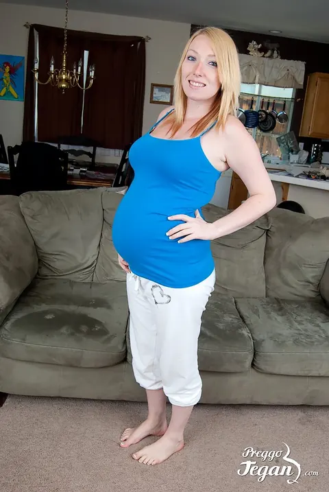 Tegan Riley: Pregnant Blonde Strips Out of Her Panties and Spreads – photo 1 of 12
