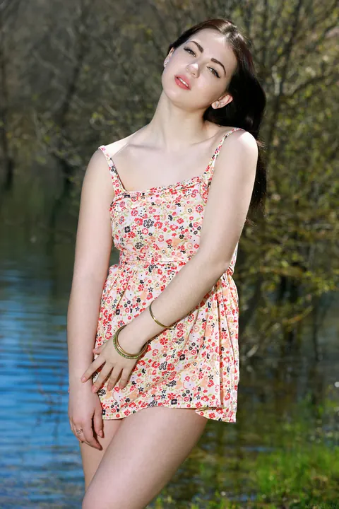 Sivilla: Brunette with Hairy Pussy Spreads Her Legs Outdoors in a Skirt – photo 1 of 21