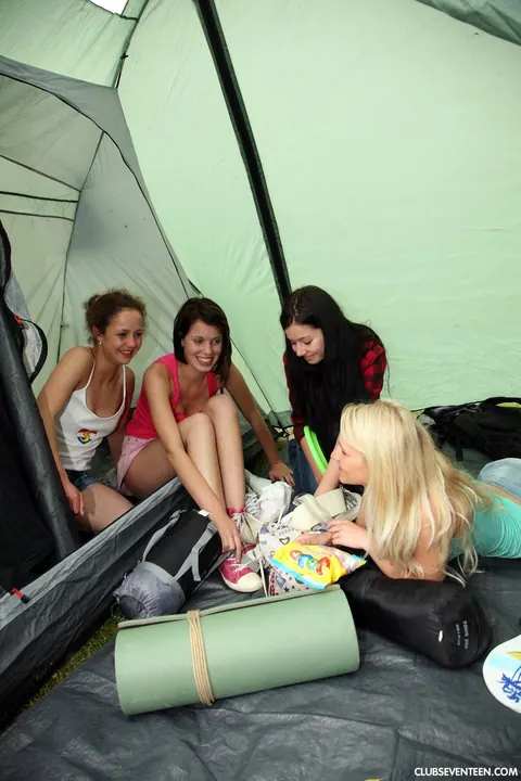 Sara J: Blonde European Joins Lesbian Foursome in the Forest – photo 9 of 21