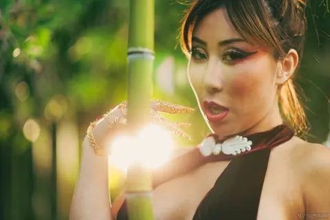 Nicole Doshi: Asian Babe with Big Tits Gives a Blowjob Outdoors – photo 9 of 20