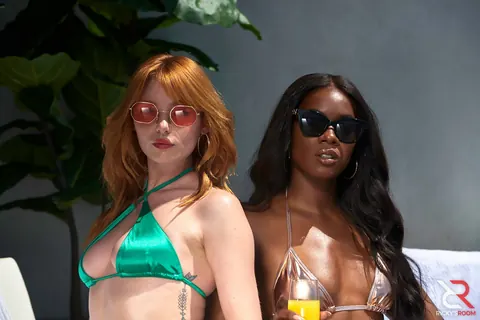 Lacy Lennon: Tall Ebony Redhead in a Bikini Kisses Her Partner Outdoors – photo 3 of 20