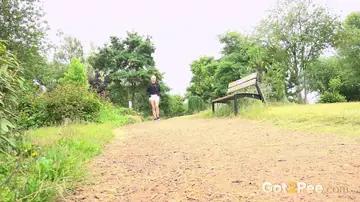 Blonde Czech MILF Squats to Piss in Shorts Outdoors