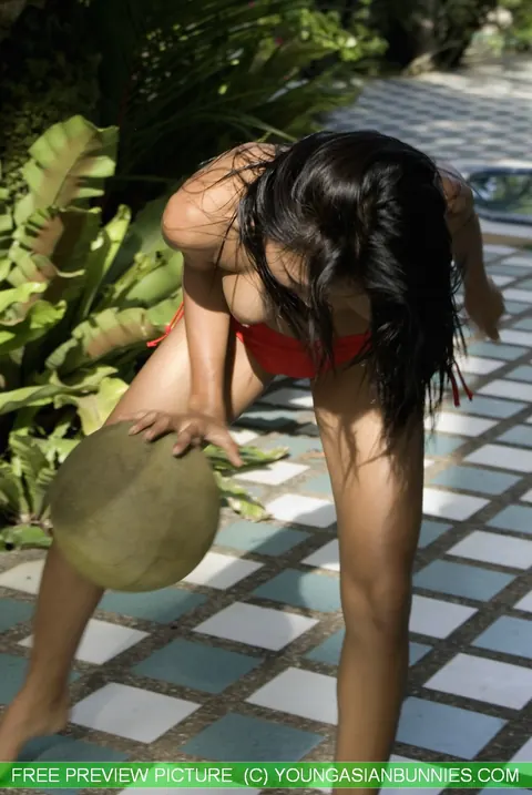 Asian Brunette Drops Her Bikini and Poses Nude in the Garden – photo 6 of 16