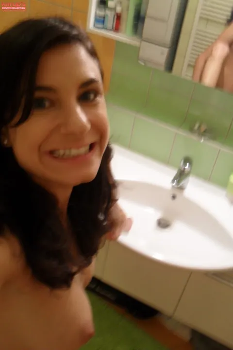 Gabi De Castello: Petite Czech Brunette Shows Her Natural Tits by the Mirror – photo 18 of 21