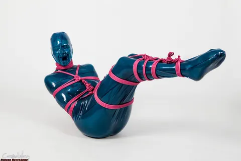 Brunette Restrained in Latex with Pink Rope – photo 1 of 16