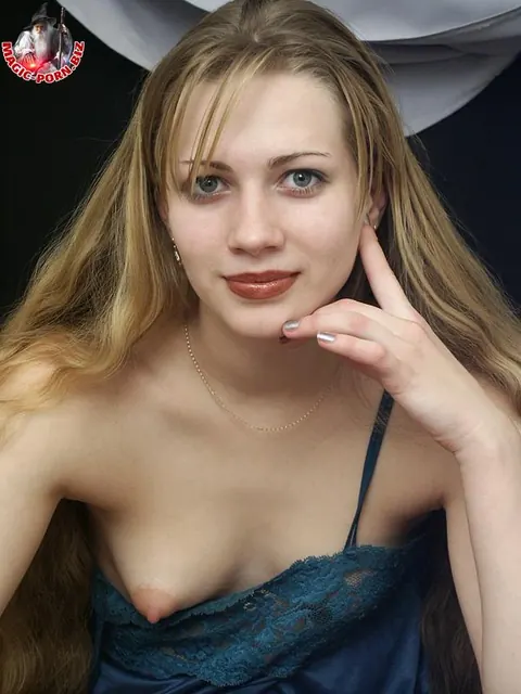 Blonde Slides Panties Aside to Spread Her Hairy Pussy – photo 11 of 17