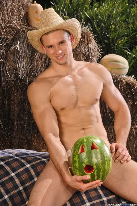 Thick Hairy Stud Poses Nude with Watermelon – photo 21 of 21