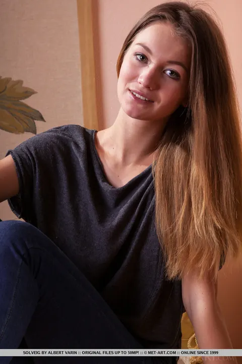 Solveig: Slim European Brunette Strips Out of Her Jeans and Spreads – photo 10 of 18