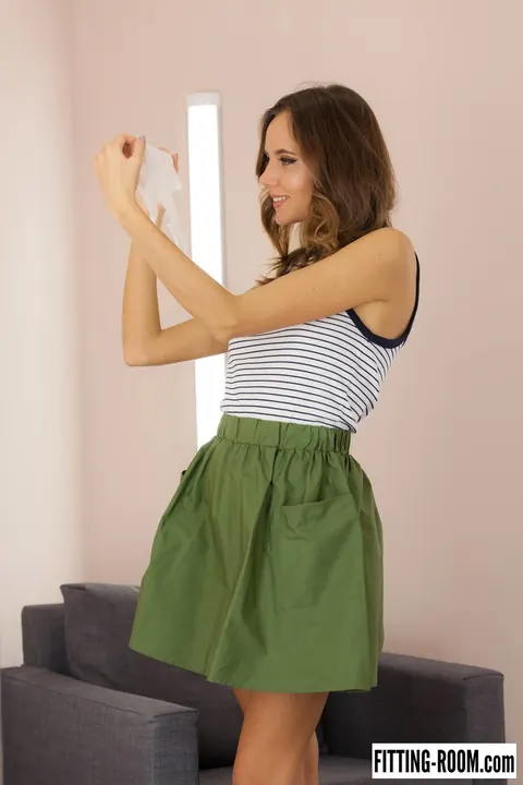 Mango A: Brunette PAWG Masturbates in Her Skirt and Panties – photo 3 of 10