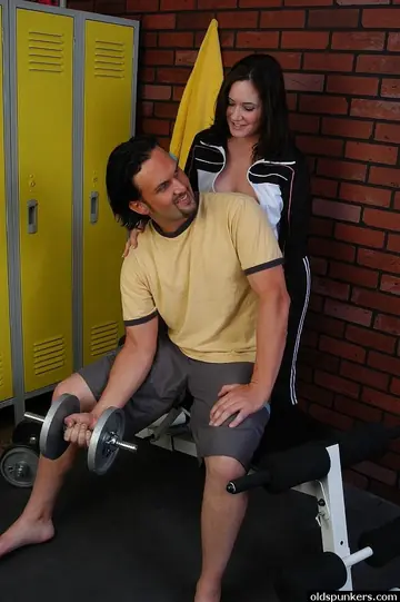 Thick Mature Brunette Takes Anal Doggy Style and a Facial in the Locker Room