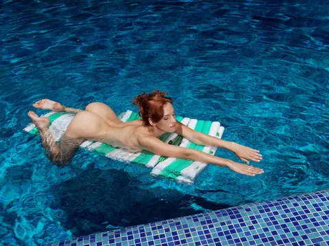 Leka C: Tall Redhead with Big Natural Tits Poses Nude by the Pool – photo 19 of 21