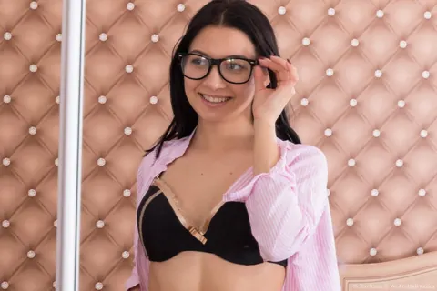Bellavitana: Brunette with Big Natural Tits in Lingerie Shows Her Hairy Bush – photo 4 of 16