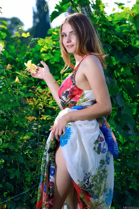 Dakota Pink: Busty Russian Brunette Strips Out of Her Dress Outdoors – photo 1 of 20