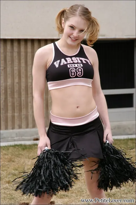 Cute Chloe: Slim Blonde in Pigtails Flashes Panties and Tits Outdoors – photo 3 of 16