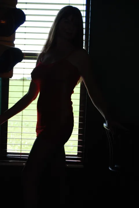 Mature Redhead Spreads Her Shaved Pussy in a Red Dress – photo 5 of 21
