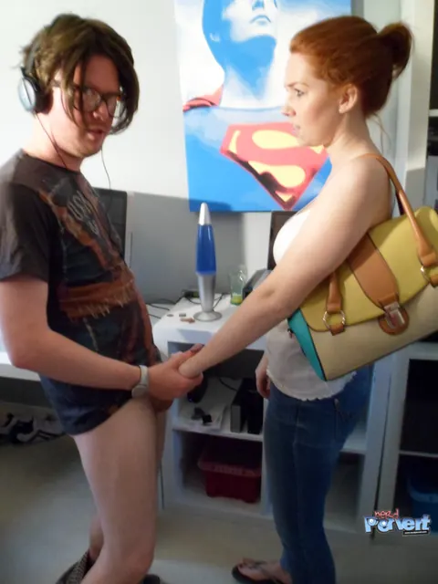 Candi Blows: Redhead in Glasses Sucks and Fucks After Peeling Off Her Jeans – photo 1 of 16