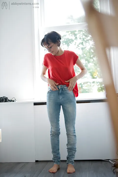 Yasmeena: Slim Asian Brunette Pulls on Panties and Jeans While Dressing – photo 16 of 16