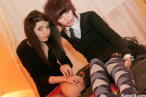 Slim Czech Brunettes in Panties and Socks Share a Kiss – photo 5 of 15