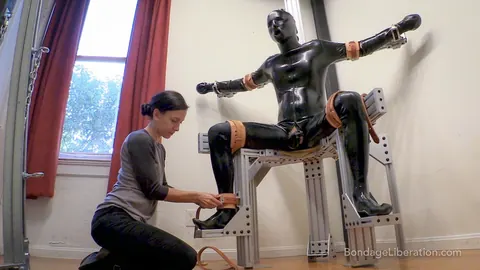 Elise Graves: Brunette with Small Natural Tits Bound in BDSM Restraints – photo 3 of 20
