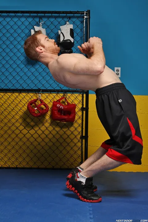 Hairy Guy Strips at the Gym and Jerks Off to Cumshot – photo 8 of 21