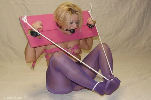 Curvy Blonde MILF Ball Gagged and Restrained in Pantyhose – photo 14 of 15
