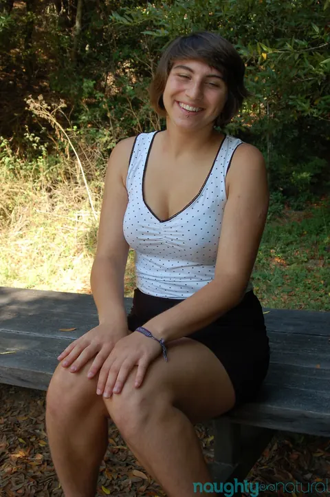 Zooey Milah: Brunette Amateur Shows Her Hairy Pussy Outdoors – photo 10 of 21