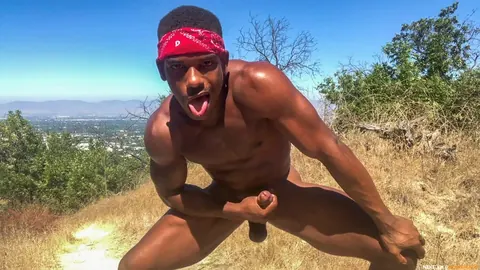 Man Strokes His Cock and Uses a Dildo Outdoors – photo 10 of 20