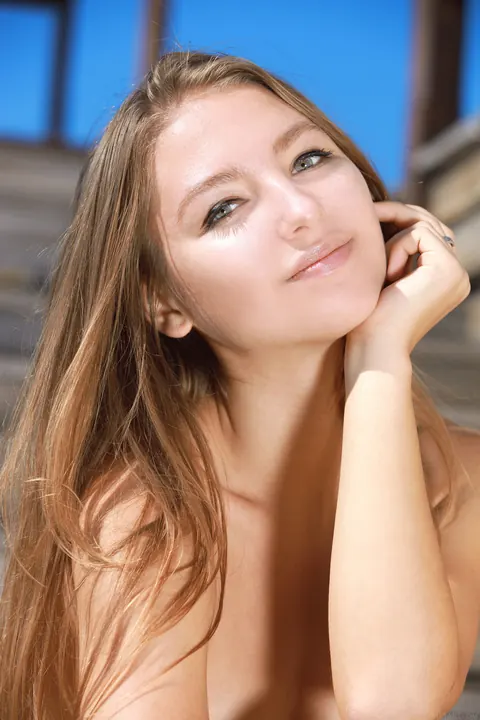 Alessa Z: Petite Brunette in Panties and Bikini Spreads Her Shaved Pussy Outdoors – photo 10 of 21